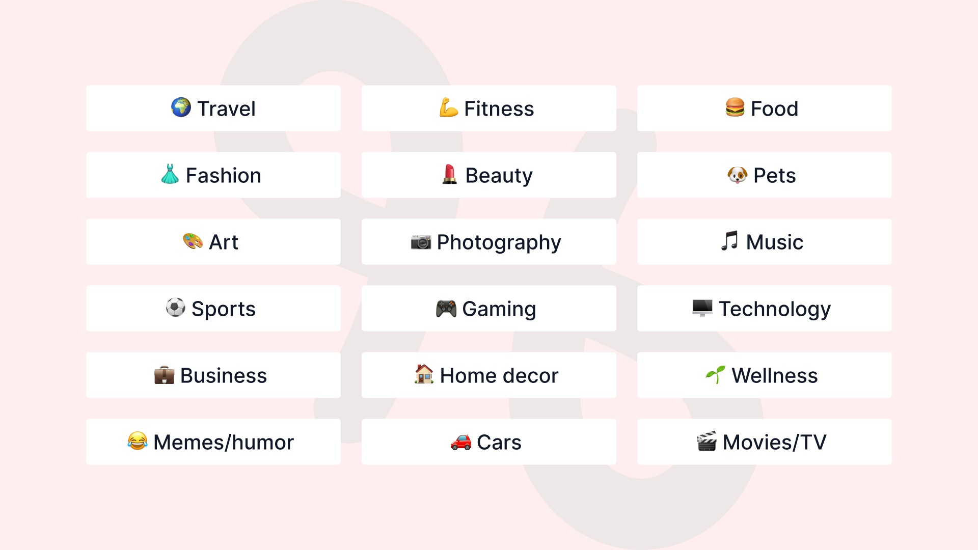 Niches supported by Hexrate to boost creators instagram growth